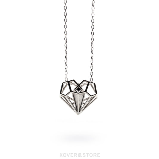 The Geoheart Pendant necklace from the Netflix movie Uglies, worn by Joey King as Tally Youngblood. This solid .925 sterling silver heart pendant, designed by Xover0 Jewelry, takes a futuristic approach to Art Deco architecture. The iconic, heirloom-quality design is prominently featured as part of the storyline in Uglies.
